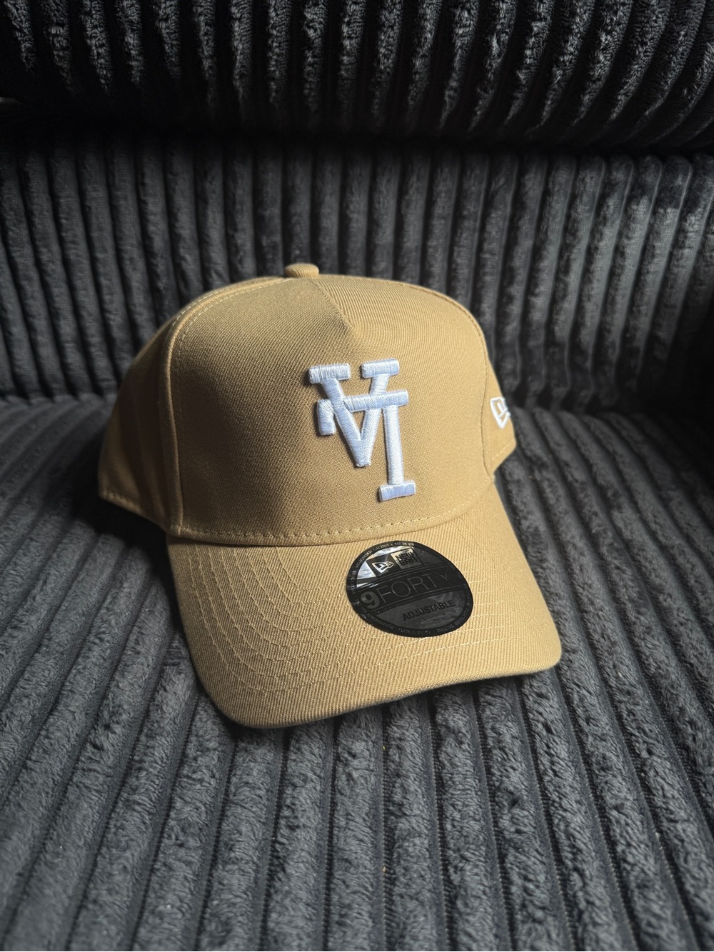 New Era Tan Cap with White Raised VM Logo